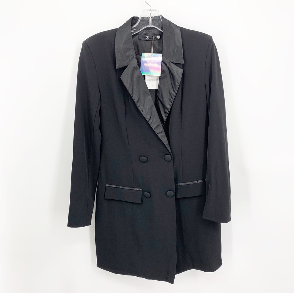 Misguided Satin Lapel & Lining Blazer Dress
